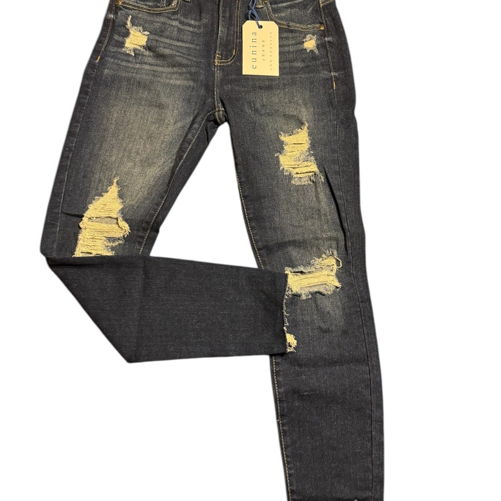 Woman’s Eunina high rise skinny crop distressed jeans NWT